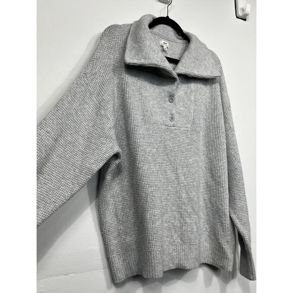 Aerie Women’s Grey CozyUp Waffle Over Size Button Sweater / Size-XS-TP - Picture 4 of 10